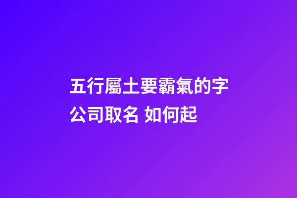 五行屬土要霸氣的字公司取名 如何起-第1張-公司起名-玄機派
